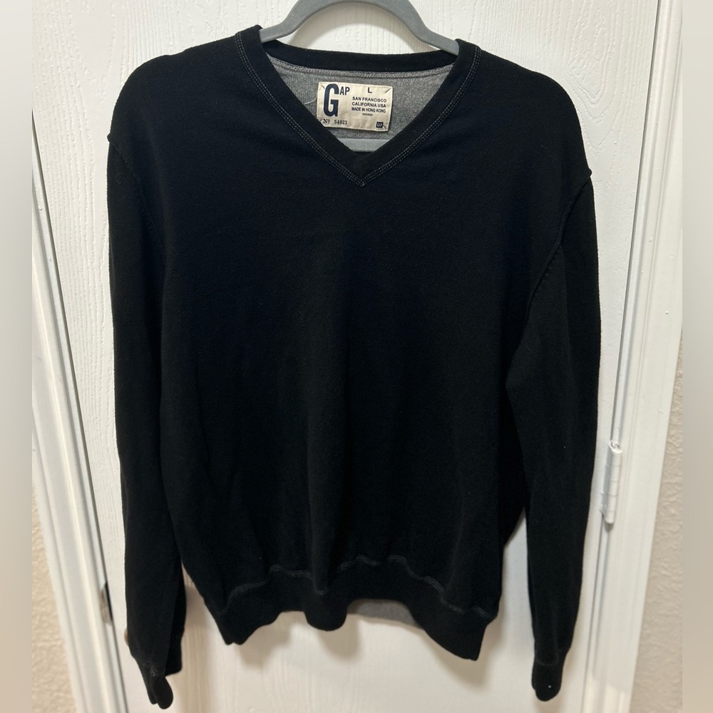 GAP men’s y2k vintage cashmere cotton black v neck sweater size large